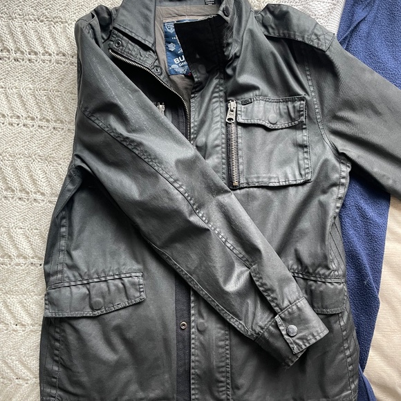 Buffalo David Bitton Black Waxed Cotton Jacket – Size Mens Medium - Picture 2 of 12